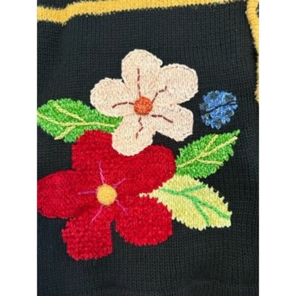 Storybook Knits 1X Vintage '90s Handknits Wildflower Sweater Multicolor HSN *T3 - Picture 8 of 13